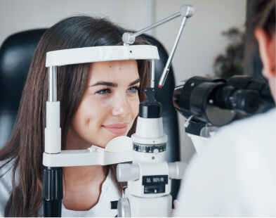 Woman receiving an eye exam